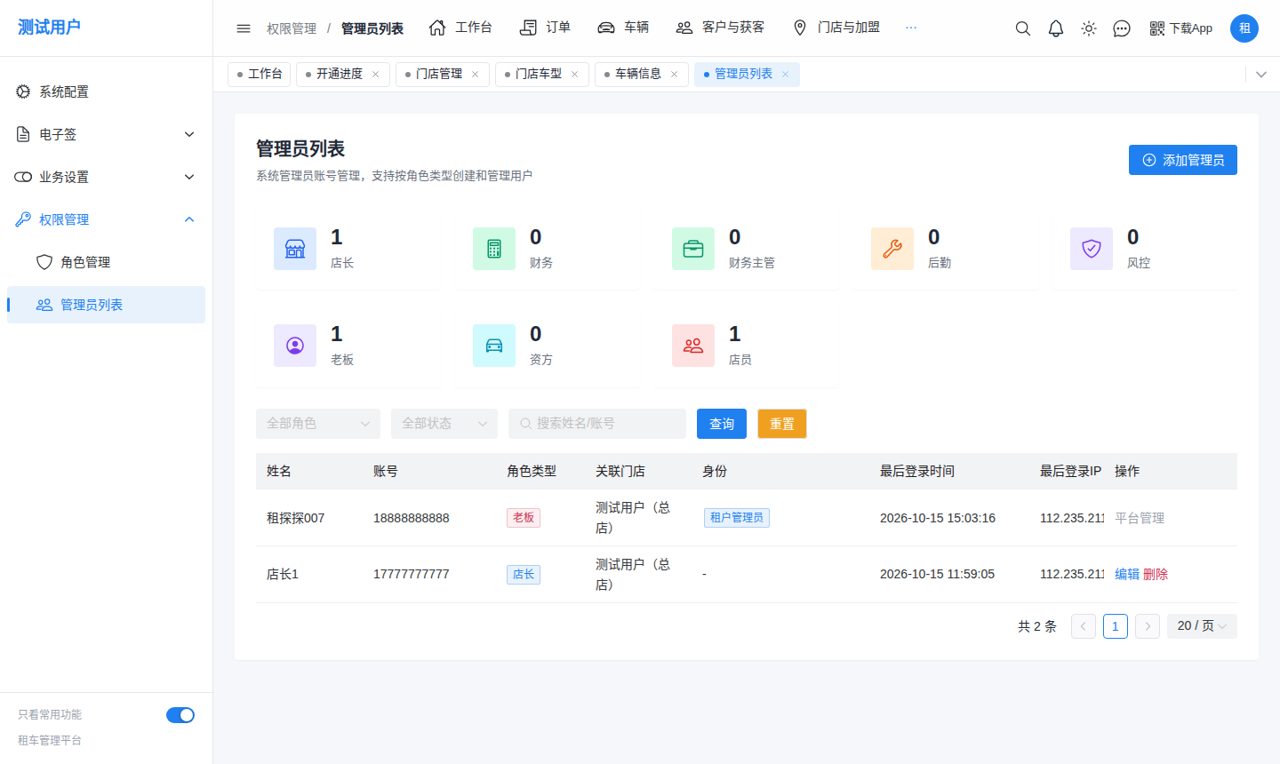 管理员列表